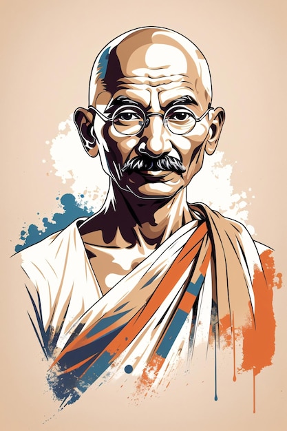 Ritratto di Mahatma Gandhi Illustrazione artistica vettoriale