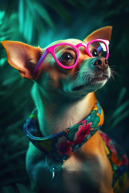 Ritratto di moda di un cane con gli occhiali Tecnologia generativa AI
