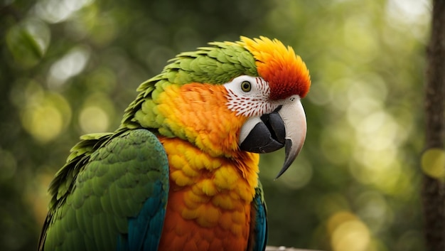 ritratto di pappagallo di colore giallo e verde