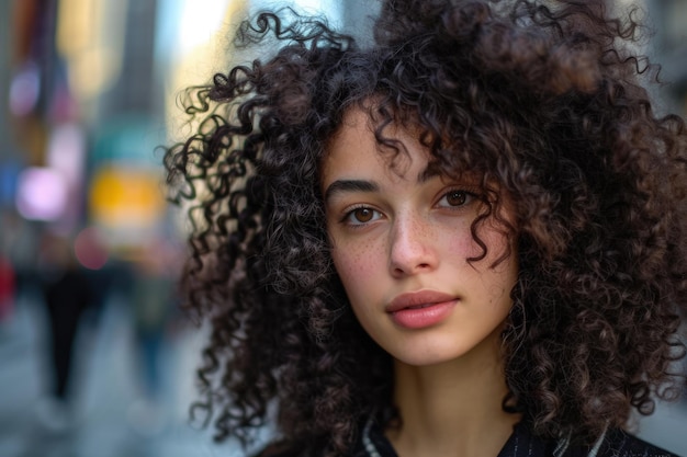 Ritratto di persona con capelli ricci da vicino