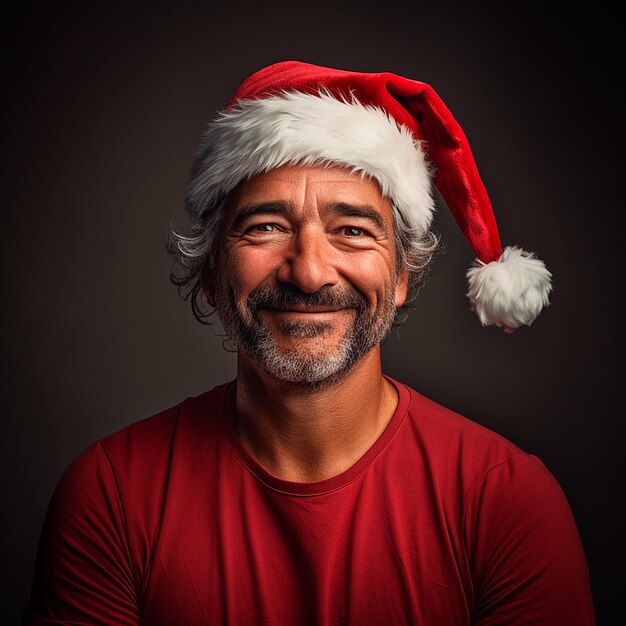 Ritratto di persona con il cappello di Babbo Natale