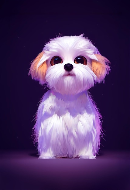 ritratto di pittura digitale di un simpatico cane maltese