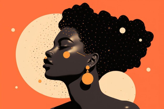 Ritratto di progettazione grafica di una donna nera alla moda ritratto di stile di vita astratto creativo