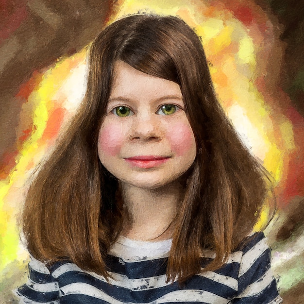 Ritratto di ragazza dipinto ad olio su tela