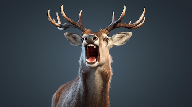 Ritratto di testa di renna con la lingua