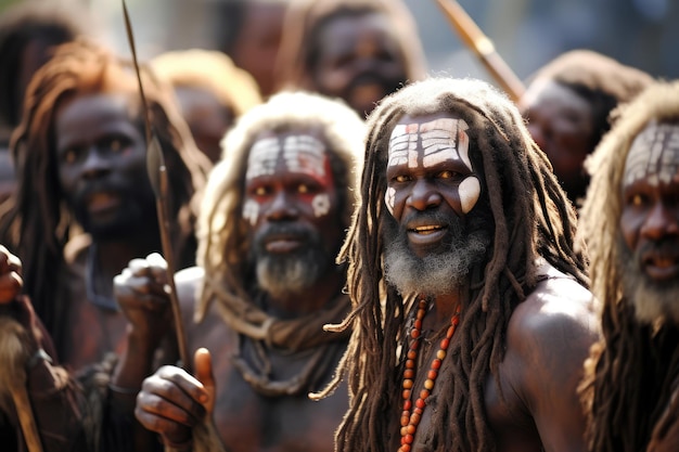 Ritratto di un aborigeno con dreadlocks per strada concetto aborigeno dell'Australia