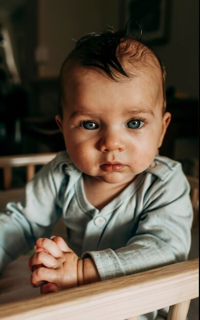 Ritratto di un adorabile neonato nella culla