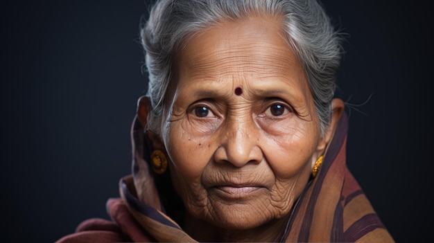 Ritratto di un anziano uomo indiano in abito nazionale