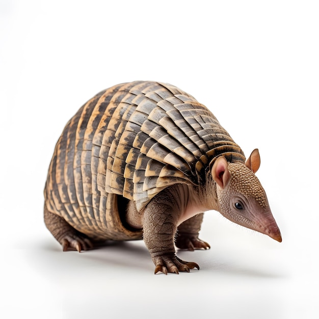 Ritratto di un armadillo isolato su uno sfondo bianco