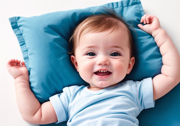 Ritratto di un bambino carino su sfondo blu