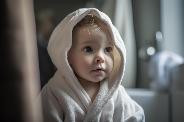 Ritratto di un bambino in accappatoio