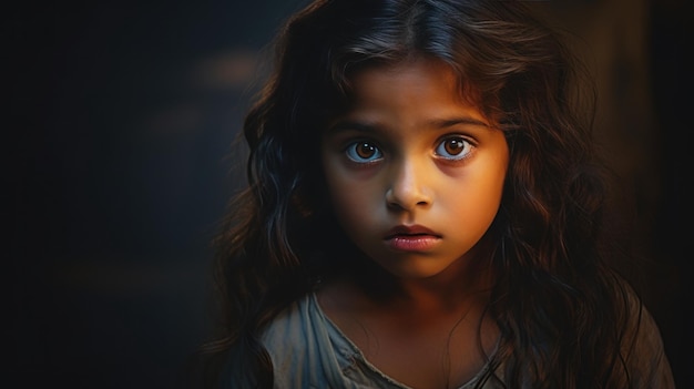 ritratto di un bambino indiano che si sente triste