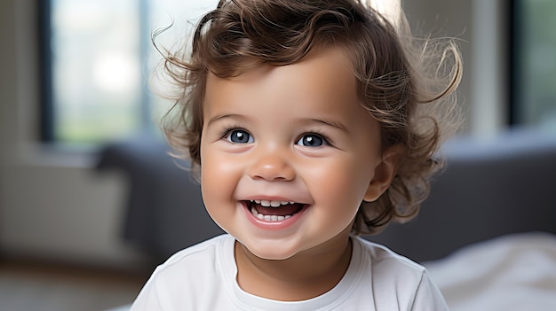 Ritratto di un bambino vicino ragazzo sorridente emozioni felicità infantile