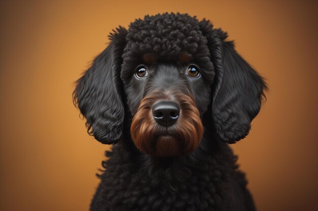 Ritratto di un bellissimo cucciolo di tacchino nero su uno sfondo di colore solido ai generativo