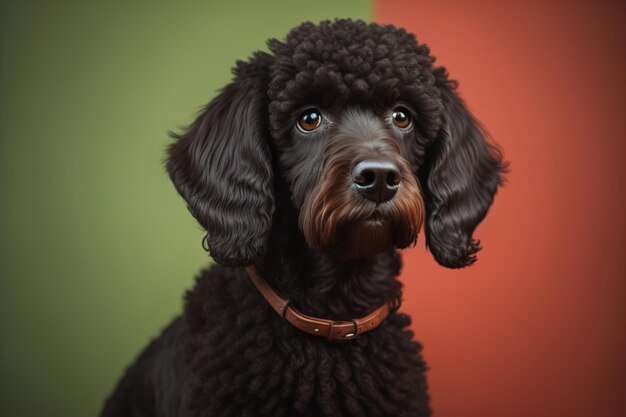 Ritratto di un bellissimo cucciolo di tacchino nero su uno sfondo di colore solido ai generativo