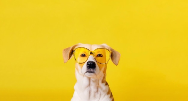 Ritratto di un cane con gli occhiali