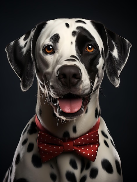 Ritratto di un cane dalmata coraggioso che colpisce una posa sicura con un costume di compleanno di Misc Party