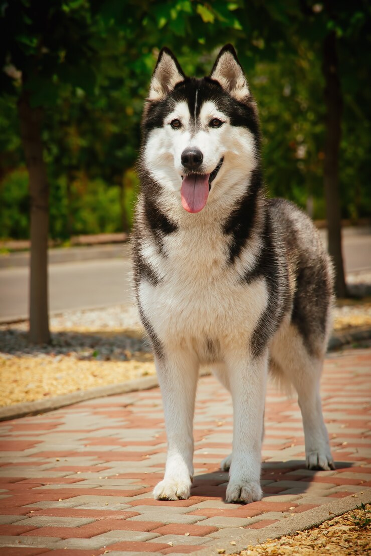 Ritratto di un cane di razza Siberian Husky.