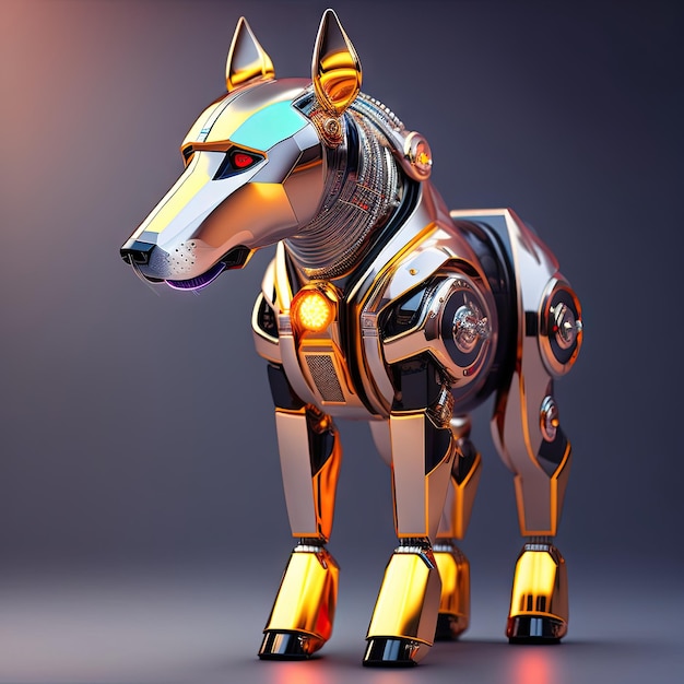 Ritratto di un cane robot Cane cyborg