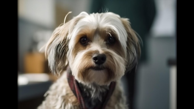 Ritratto di un carino cane anziano al check-up sanitario