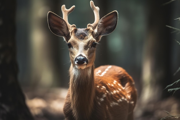 ritratto di un cervo nel bosco