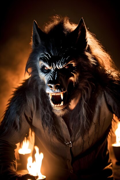 Ritratto di un concetto di Halloween del lupo mannaro