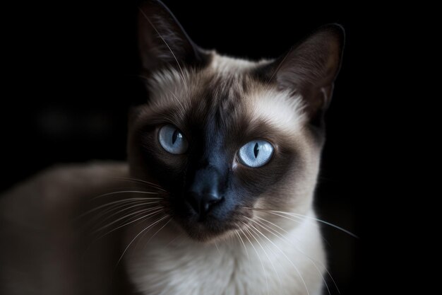 Ritratto di un gatto carino che guarda lontano razza di gatto siamese