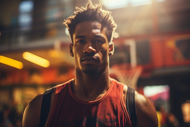 Ritratto di un giocatore di basket afroamericano generativo di Ai