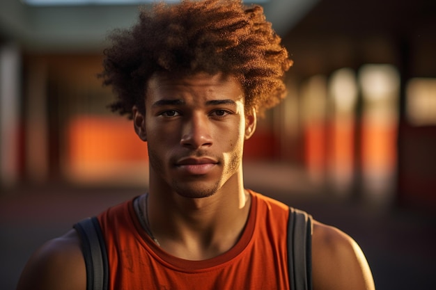 Ritratto di un giocatore di basket afroamericano generativo di Ai