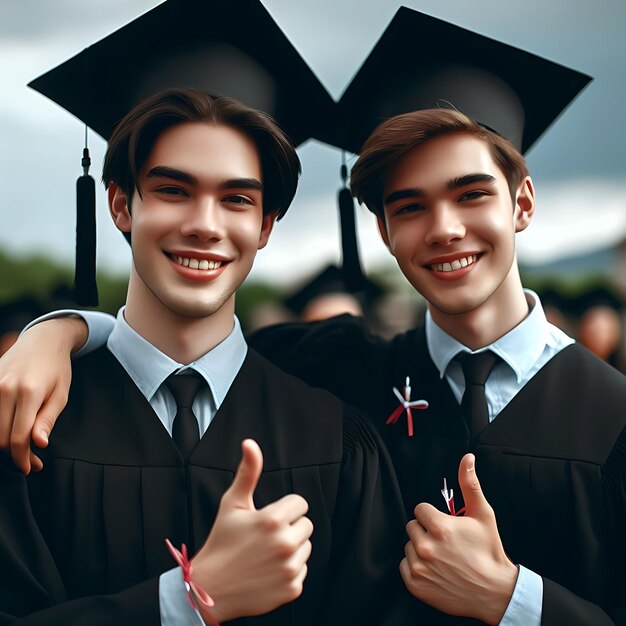 Ritratto di un gruppo di studenti che festeggiano la laurea