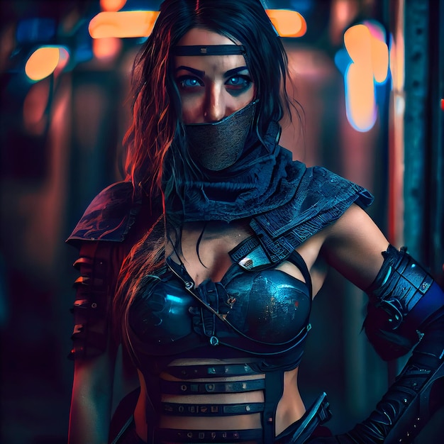 Ritratto di un guerriero cyberpunk scifi