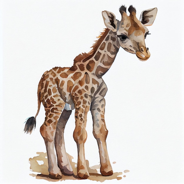 Ritratto di un'illustrazione dell'acquerello della giraffa maculata