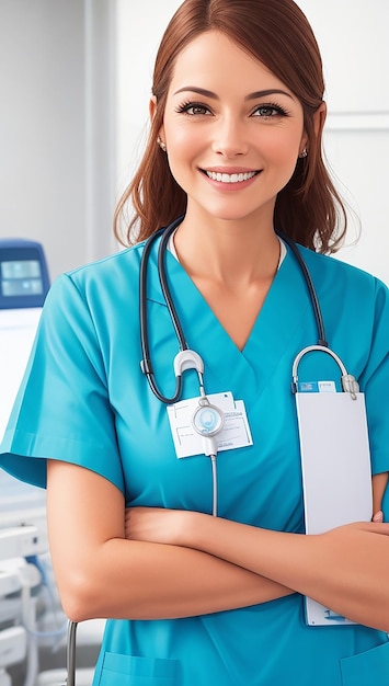 Ritratto di un infermiere sorridente in un ospedale