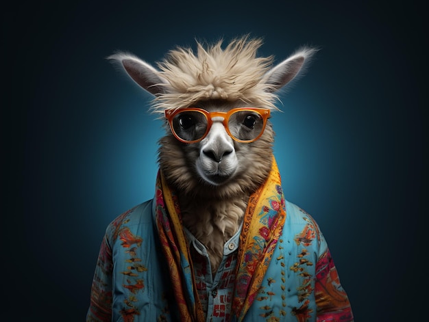 ritratto di un lama in abiti hipster