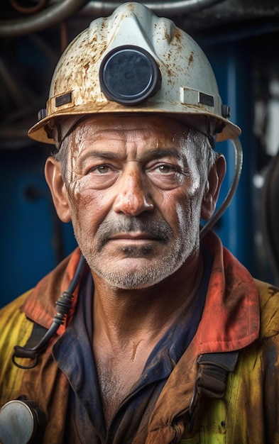 Ritratto di un lavoratore di sesso maschile nella zona petrolifera