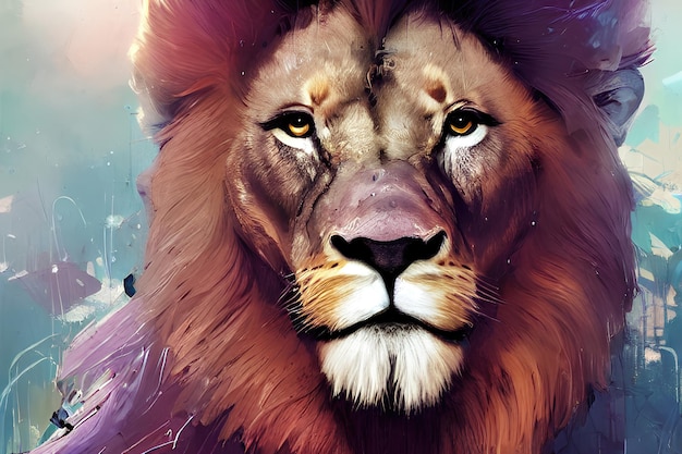 Ritratto di un leone color art