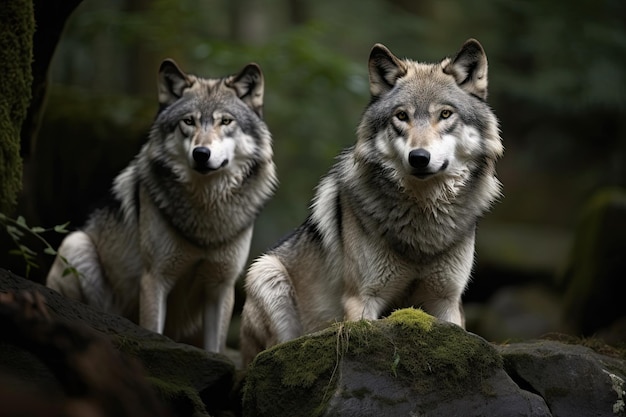 Ritratto di un lupo grigio nella foresta del Nord America