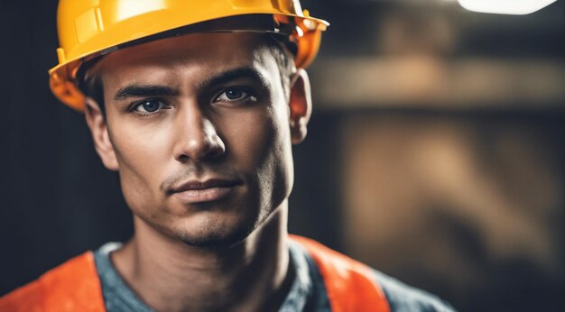 ritratto di un operaio edile lavoratore duro al lavoro ritratto d'un uomo con casco lavoratore duro