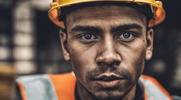 ritratto di un operaio edile lavoratore duro al lavoro ritratto d'un uomo con casco lavoratore duro