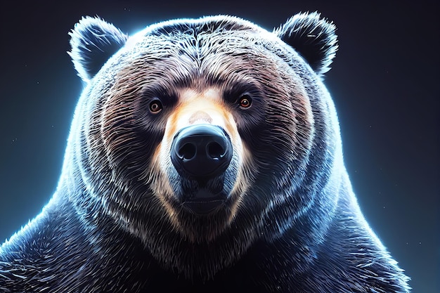 Ritratto di un orso Illustrazione dell'orso Pittura di illustrazione in stile arte digitale