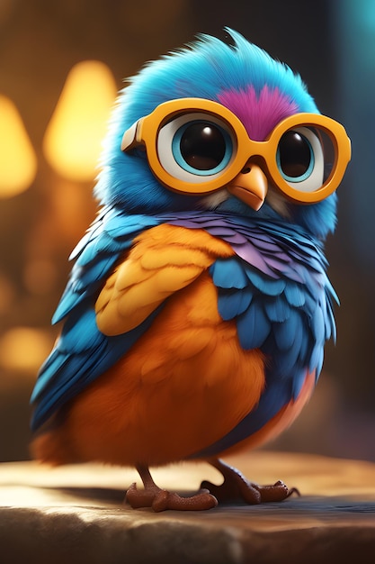 ritratto di un pappagallo blu con occhiali da sole rendering 3djpg