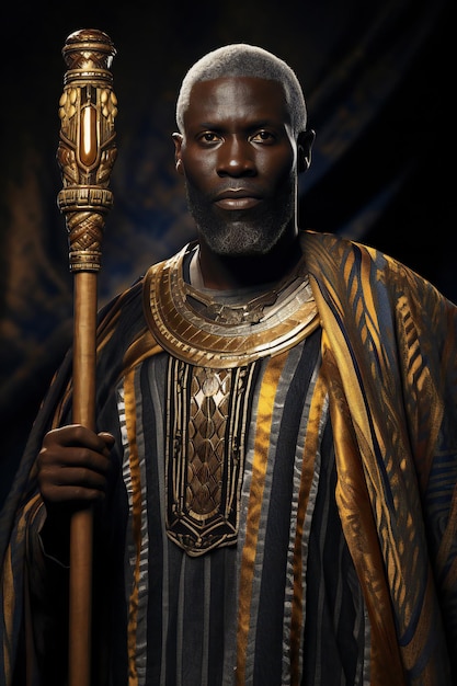 Ritratto di un uomo afroamericano con un bastone d'oro