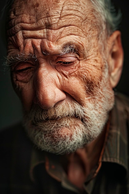 ritratto di un uomo anziano triste messa a fuoco selettiva