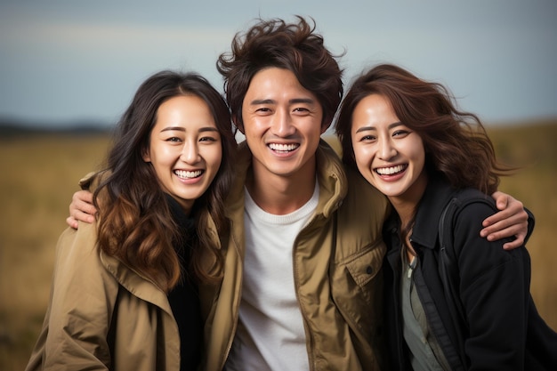 Ritratto di un uomo e due donne sorridenti