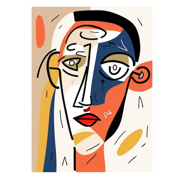 Ritratto di un uomo in stile vetro colorato illustrazione stile picasso