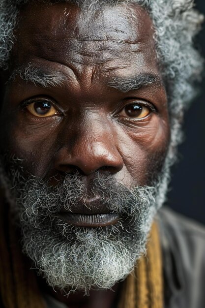 Ritratto di un vecchio africano con la barba bianca e i baffi