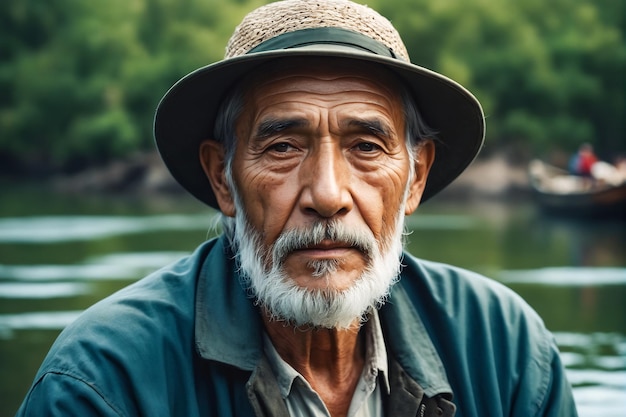 ritratto di un vecchio pescatore con la barba