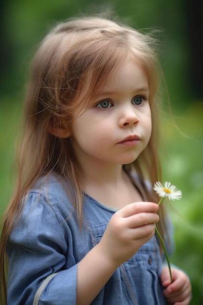 Ritratto di una bambina adorabile che soffia un dente di leone