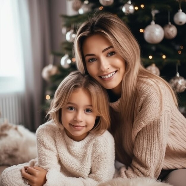 Ritratto di una bambina carina sorridente abbraccio coccole eccitato sorridente giovane mamma mostra amore e affetto