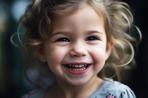 Ritratto di una bambina sorridente gioiosa